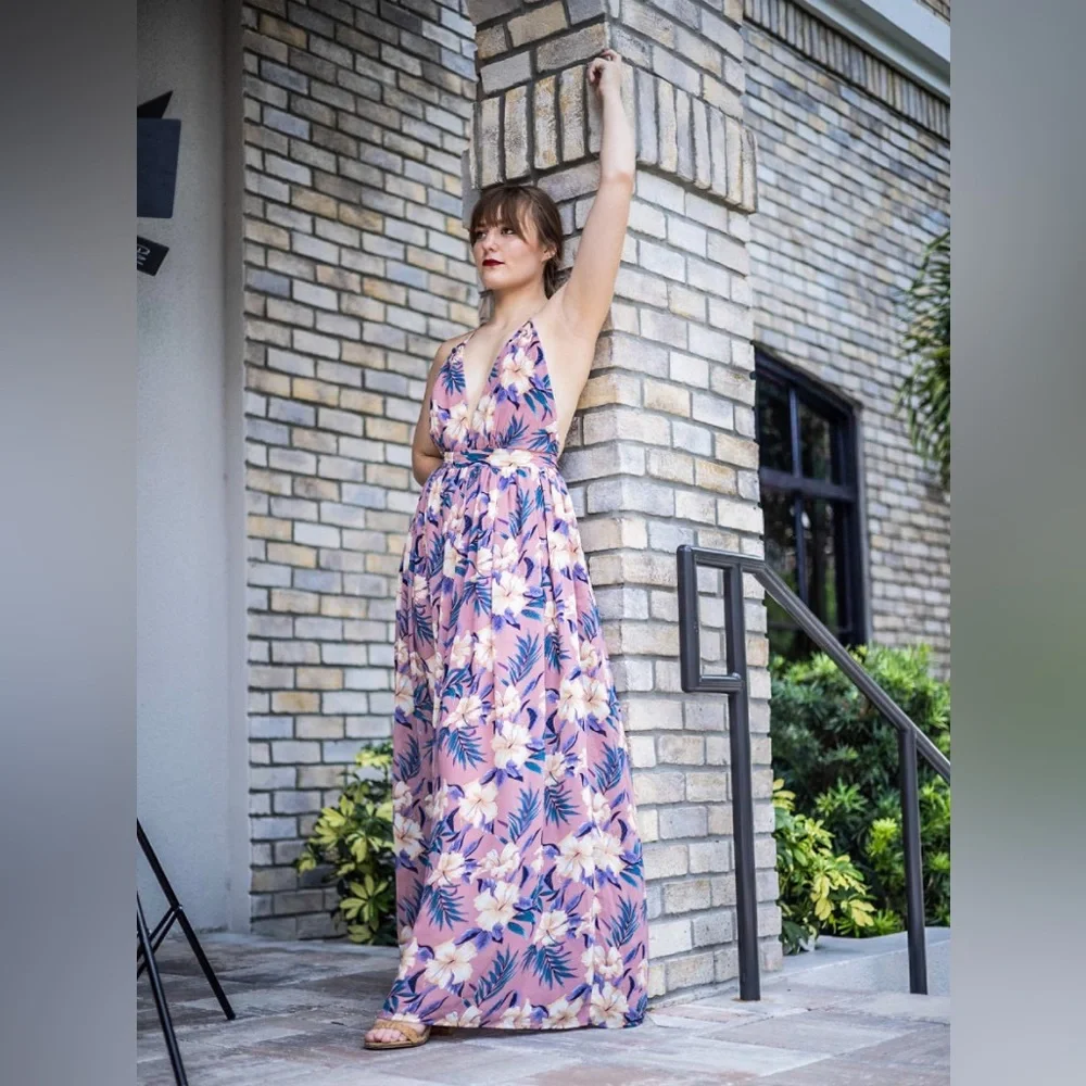Floral Chiffon Maxi Dress
